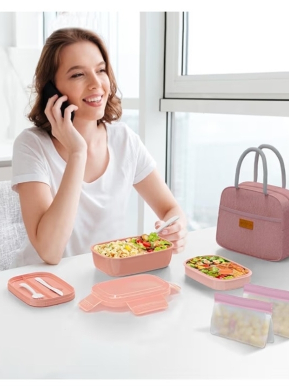 NEW Bento Lunch Box & Tote Set – Pink - Picture 5 of 5